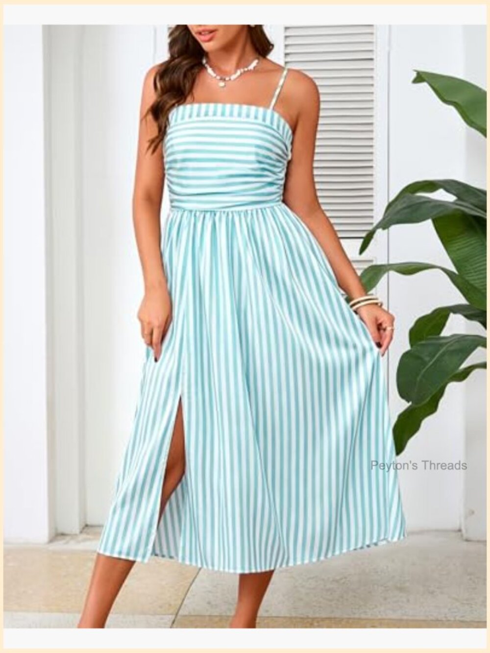 Women Satin Maxi Dress Ruched Sundress with Pockets Slit Adjustable Spaghetti - Picture 3 of 7